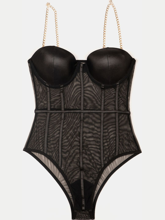Durchsichtiger schwarzer Bodysuit
