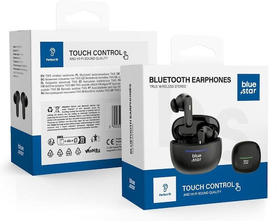 Blue Star BK44 In-ear Bluetooth Handsfree Earphones with Charging Case Black