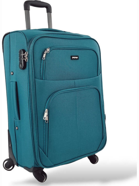 Playbags Fw877 Μεσαία Βαλίτσα Ταξιδίου Πετρόλ με 4 Ρόδες Ύψους 65εκ.