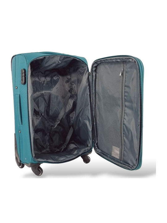 Playbags Fw877 Μεσαία Βαλίτσα Ταξιδίου Πετρόλ με 4 Ρόδες Ύψους 65εκ.