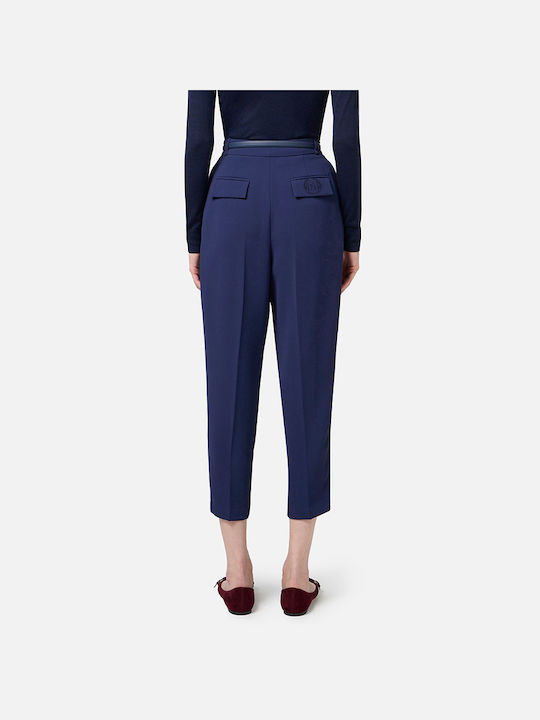 Elisabetta Franchi Damen Hoch tailliert Stoff Hose Blue