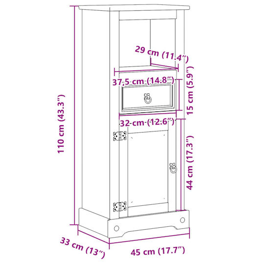 vidaXL Cabinet de baie L45xA33xÎ110cm Maro