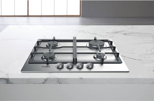 Whirlpool Gaskochfeld Autonom Edelstahl 58x51εκ. Silber