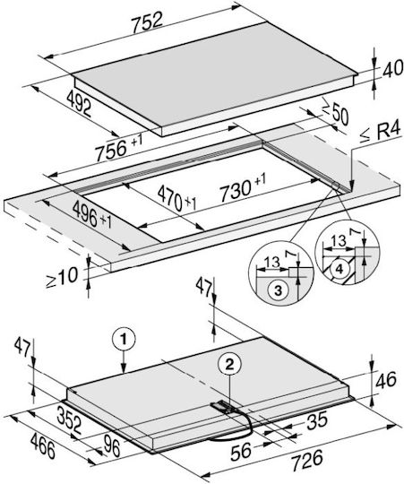 Miele Plită Ceramică Cu ramă Autonom cu Funcție de Blocare 75.2x49.2εκ.
