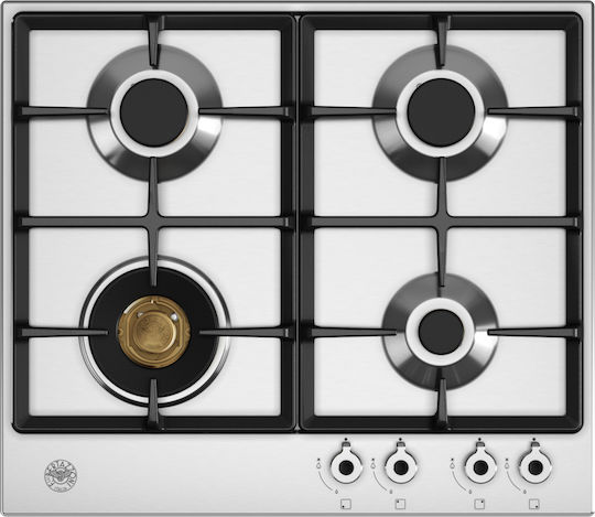 Bertazzoni Natural Gas Cooktop Autonomous Inox 60.2x52.2εκ. Silver
