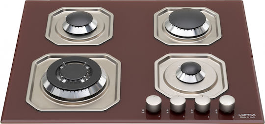 Lofra Mercurio Gas Cooktop Autonomous 62x51εκ. Red