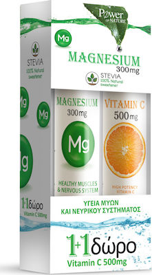 Power Health Magnesium 300mg και Vitamin C 500mg με Stevia 300mg 40 αναβράζοντα δισκία Λεμόνι