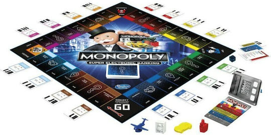 Board Game Monopoly Super Electronic Banking Ηλεκτρονική Εξαργύρωση Bonus for 2-4 Players 8+ Years Old Hasbro