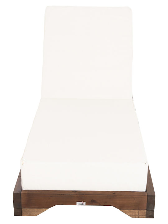 Liegestuhl Hölzernes mit Kissen Ecru 208x80x100cm.