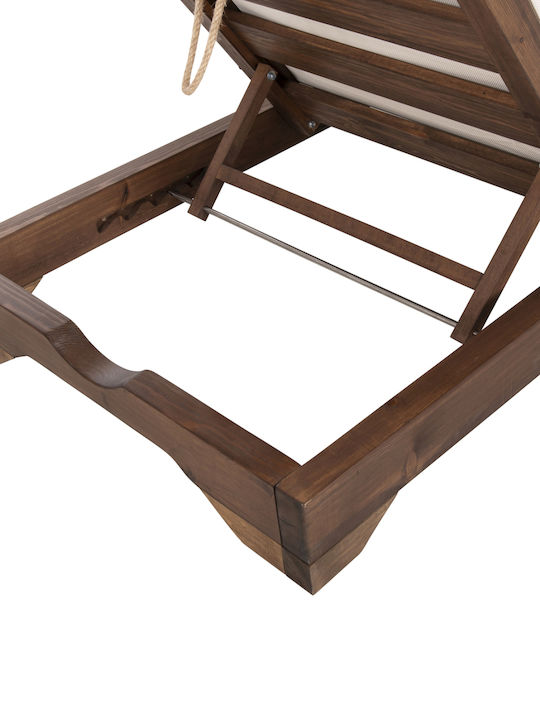 Liegestuhl Hölzernes mit Kissen Ecru 208x80x100cm.