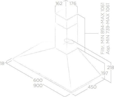 Elica Missy BL/A/60 PRF0151543 Kamin-Dunstabzug 60cm Schwarz