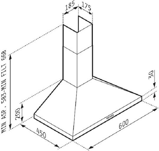 Pyramis Kamin Kamin-Dunstabzug 90cm Schwarz