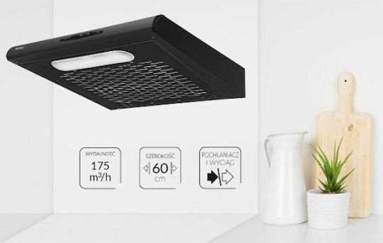 MPM Ελεύθερος Απορροφητήρας 60cm Μαύρος