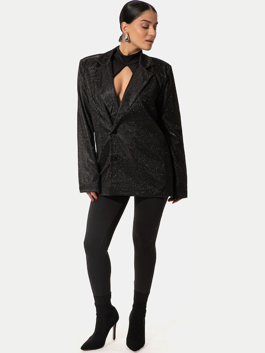 Glitter Effect Black Blazer