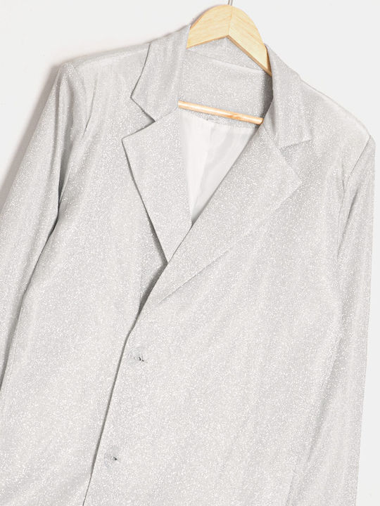 Glitzer-Effekt Silber Blazer