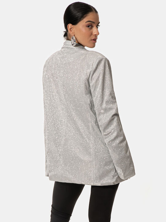 Glitzer-Effekt Silber Blazer