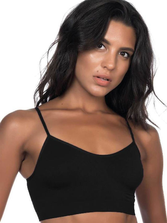 Women's Black Shapewear Sports Bra with Thin Straps