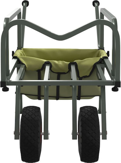 Fishing Trolley 2 Wheels Green Steel Powder Coated 135-145 X 55 X 70 Cm