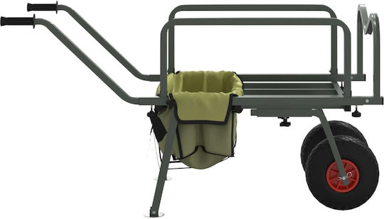 Fishing Trolley 2 Wheels Green Steel Powder Coated 135-145 X 55 X 70 Cm