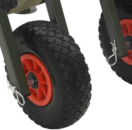 Fishing Trolley 2 Wheels Green Steel Powder Coated 135-145 X 55 X 70 Cm