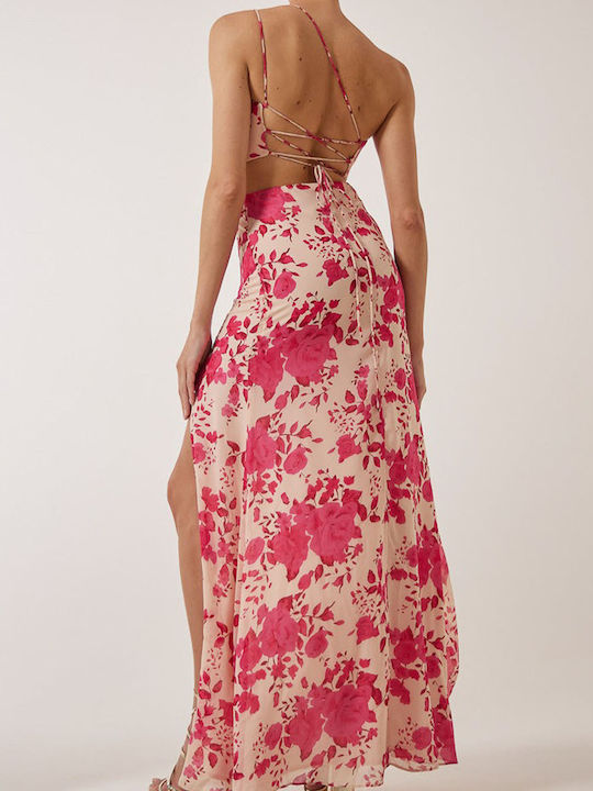Enzzo Maxi Evening Dress Open Back Pink