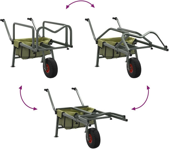 Fishing Trolley Wheels Green Steel Powder Coated 135-145 X 55 X 72 Cm