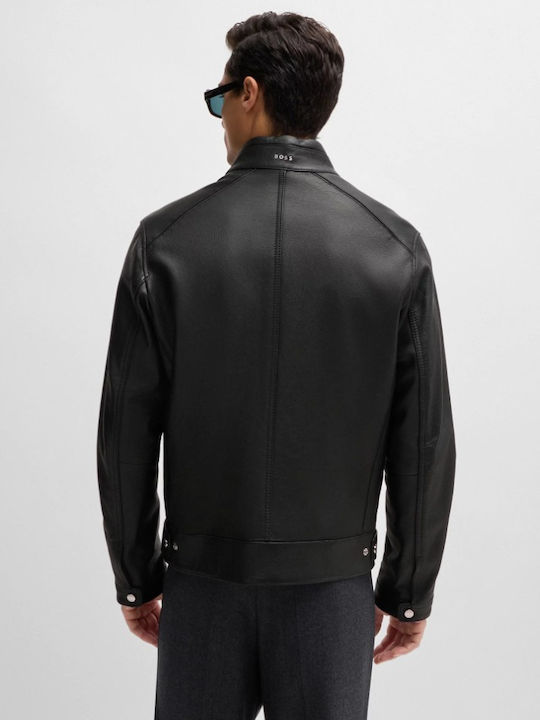 Hugo Boss Men's Leather Jacket BLACK