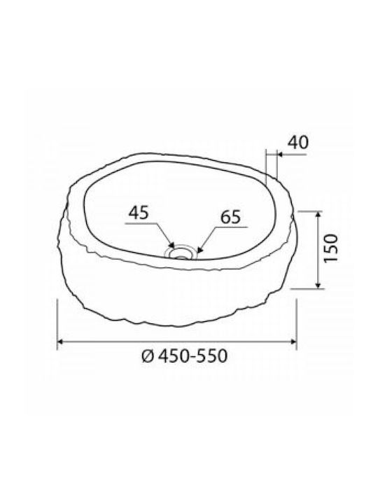 Karag River Stone NRS3 40 Επικαθήμενος Νιπτήρας Πέτρινος 45x45x15cm Γκρι