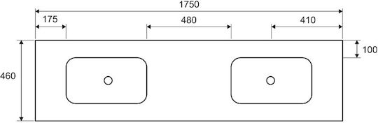 Karag Space Ένθετος Νιπτήρας Πορσελάνης 175x46cm Λευκός