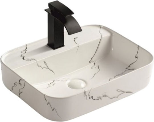 Inter Ceramic Επικαθήμενος Νιπτήρας Πορσελάνης 50x40x13.5cm Εφέ Μαρμάρου