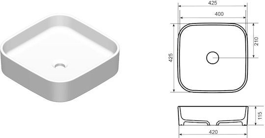 Gural Nova Επικαθήμενος Νιπτήρας Πορσελάνης 42x42cm Λευκός