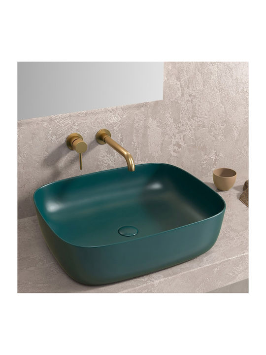 Karag Aufgesetztes Waschbecken Porzellan 49x39x15cm Verde Opaco