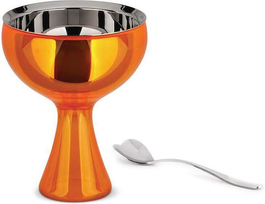 Alessi Ice Cream Serving Bowl Round Inox Orange with Diameter 12cm