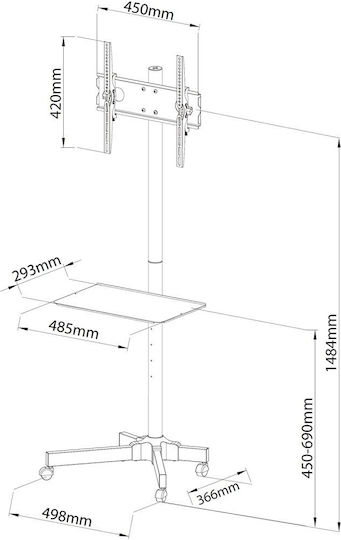 Techly ICA-TR21 Βάση Τηλεόρασης Δαπέδου έως 55" και 25kg