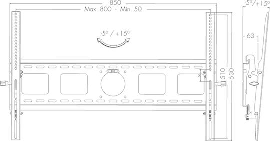 Guil PTR-01XL Βάση Τηλεόρασης Τοίχου έως 55"