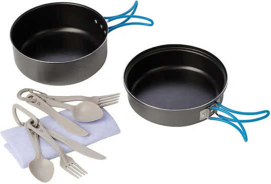 Meva Pot for Camping 850ml Camping Cooking Utensils and Eating Set for 2 People