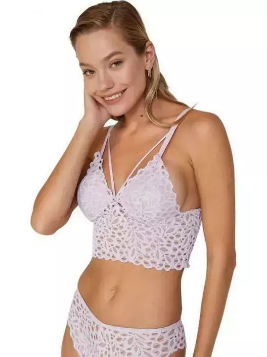 Cansoy Δαντελένιο Σετ Εσωρούχων Bralette με Brazil Μωβ