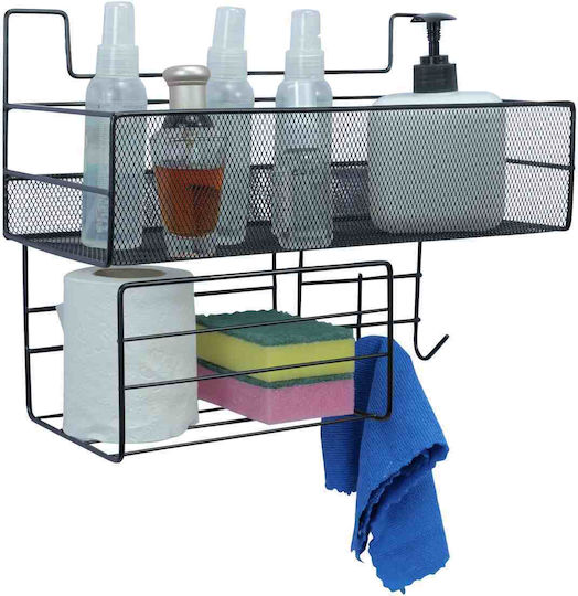 Uncle George Wall Mounted Bathroom Shelf Metallic 36x15x27cm Black
