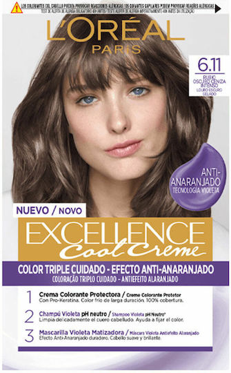 Vopsea Permanentă Cremă L'oreal Make Up Excellence Cool Creme 6.11 Blond Închis Cenusiu