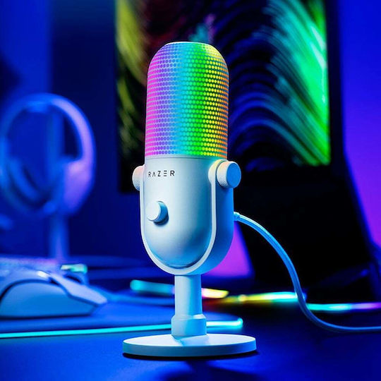 Razer Seiren V3 Chroma Δυναμικό Microfon USB de birou pentru Studio în Culoarea White