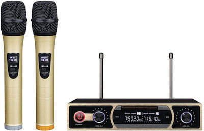 Elekom Wireless Dynamic Microphone EK-9902 Handheld for Voice In Gold Colour