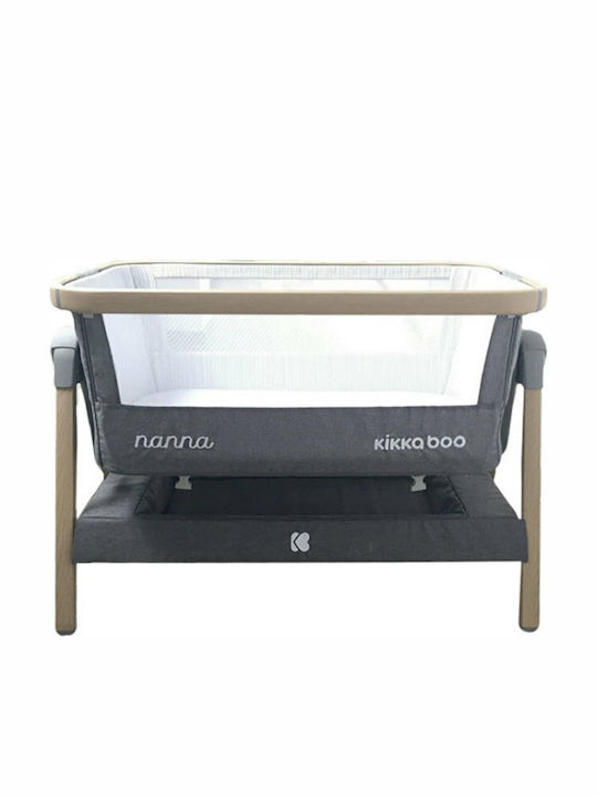 Kikka Boo Cradle Nanna with Mattress, Side Opening, and Wheels Dark Grey 31003020031
