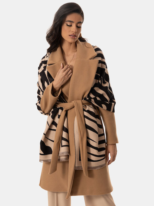 Knitted Scarf Zebra Stripes Black White Print