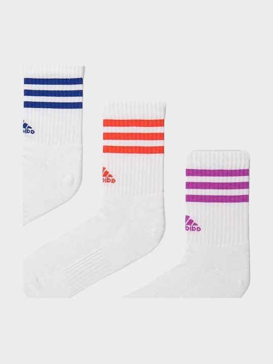 adidas 3 Stripes Αθλητικές Κάλτσες Λευκές 3 Ζεύγη