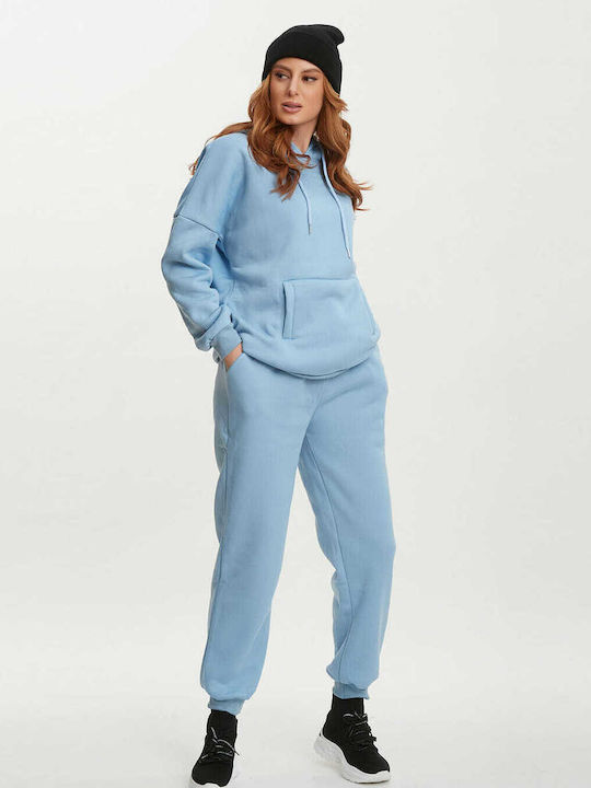 Blue Hooded Sweatpants Set