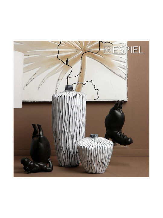 Espiel Set Decorative White Ceramic Vases Φ15.2xH15.3cm 2 Pieces