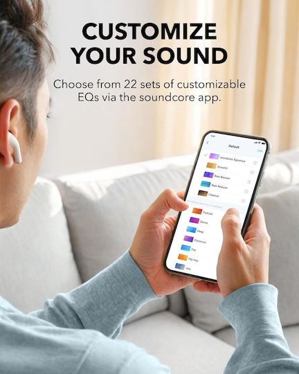 Soundcore by Anker K20i Earbud Bluetooth Handsfree Ακουστικά με Αντοχή στον Ιδρώτα και Θήκη Φόρτισης Λευκά