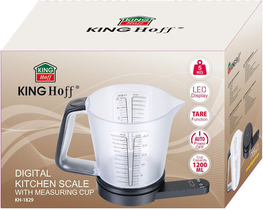 KING Hoff Ψηφιακή Ζυγαριά Κουζίνας με Κανάτα έως 5kg Μαύρη