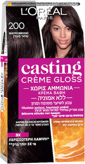 L'Oreal Paris Casting Creme Gloss Vopsea Temporară de Păr Fără Amoniac 200 Ebony Black 48ml