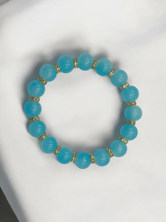 Elastic Cut Glass Turquoise Bead Bracelet